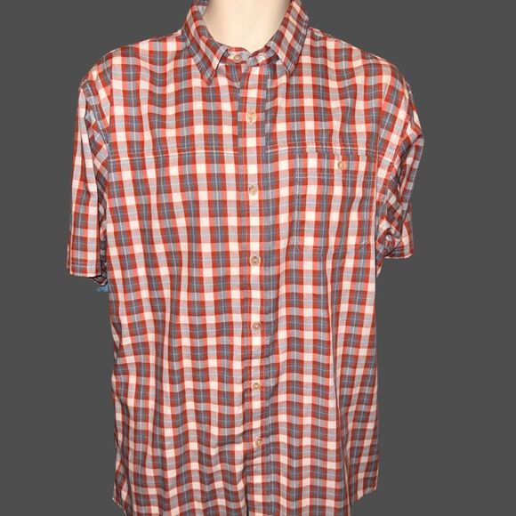 NWOT Pendleton Short Sleeve Orange/Gray Plaid Button Up Shirt Size Large #6 - Picture 3 of 6